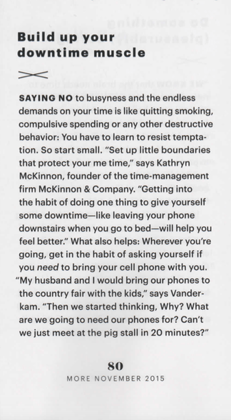 Excerpt from MORE Magazine featuring Kathryn McKinnon in How to Make Time for Yourself without Guilt