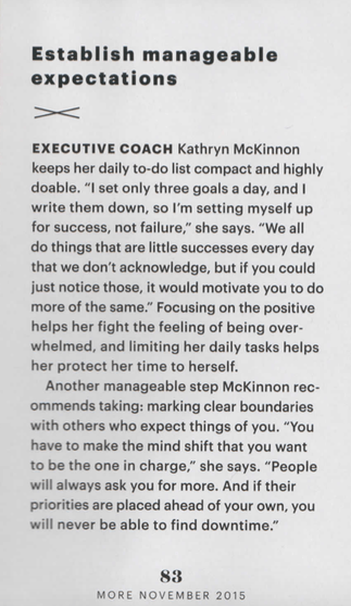 Time Management Executive Coach Kathryn McKinnon Featured in MORE Magazine